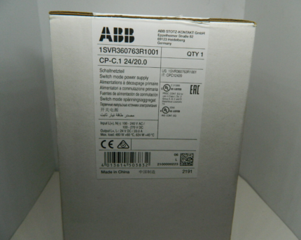 Reliable ABB CP-C.1 24/20.0 power supply for industrial automation"