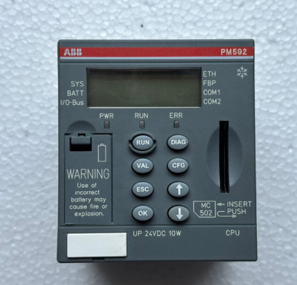 Reliable ABB PM592-ETH PLC with 4MB memory and 4GB flashdisk storage