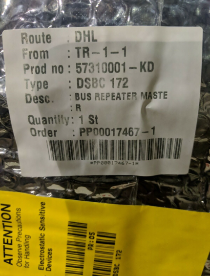 ABB DSBC172 57310001-KD Bus Repeater Master module designed for signal amplification in ABB industrial automation systems.