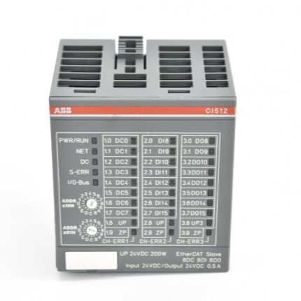 ABB CI512-ETHCAT Interface Module for industrial automation communication with EtherCAT support.