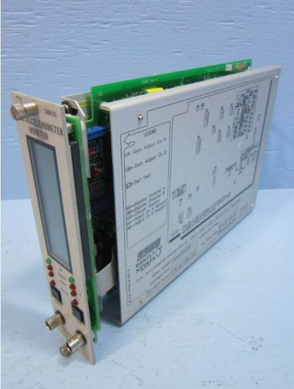 "Bently Nevada 3300/25 accelerometer monitor for industrial vibration measurement and machinery protection"