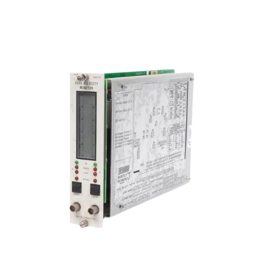 Untitled design - 2025-05-21T171011.595 Bently Nevada 3300/55-01-04-02-02-00-00-04-00 Dual Velocity Monitor for real-time vibration velocity monitoring.