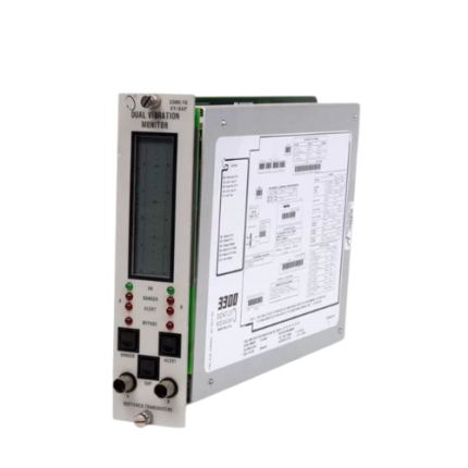 Bently Nevada 3300/16-02-05-02-00-00-02 dual-channel vibration monitor for radial vibration analysis.