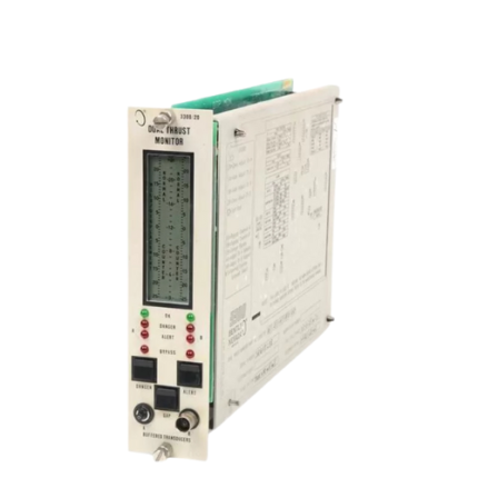 Bently Nevada 3300/20-01-01-02-01-00 Dual Thrust Position Monitor for axial bearing position tracking in rotating machinery.