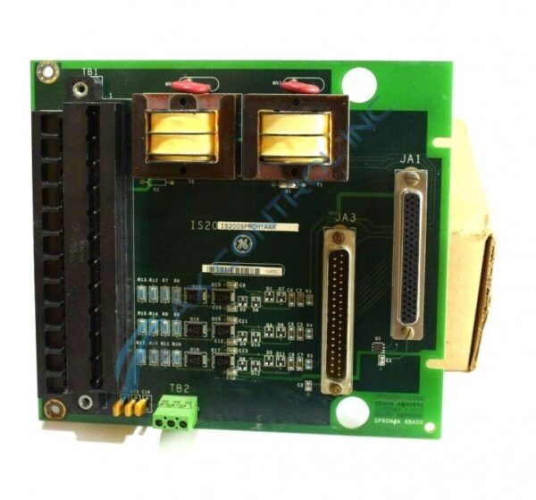 IS200SPROH1ADD GE Backup Protection Terminal Board – Top View Showing Terminal Points and PCB Design