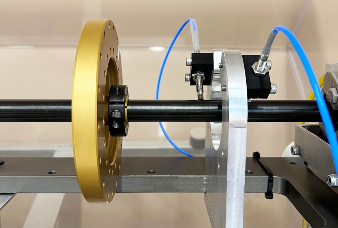 Bently Nevada proximity probe close-up or sensor mounted on a shaft